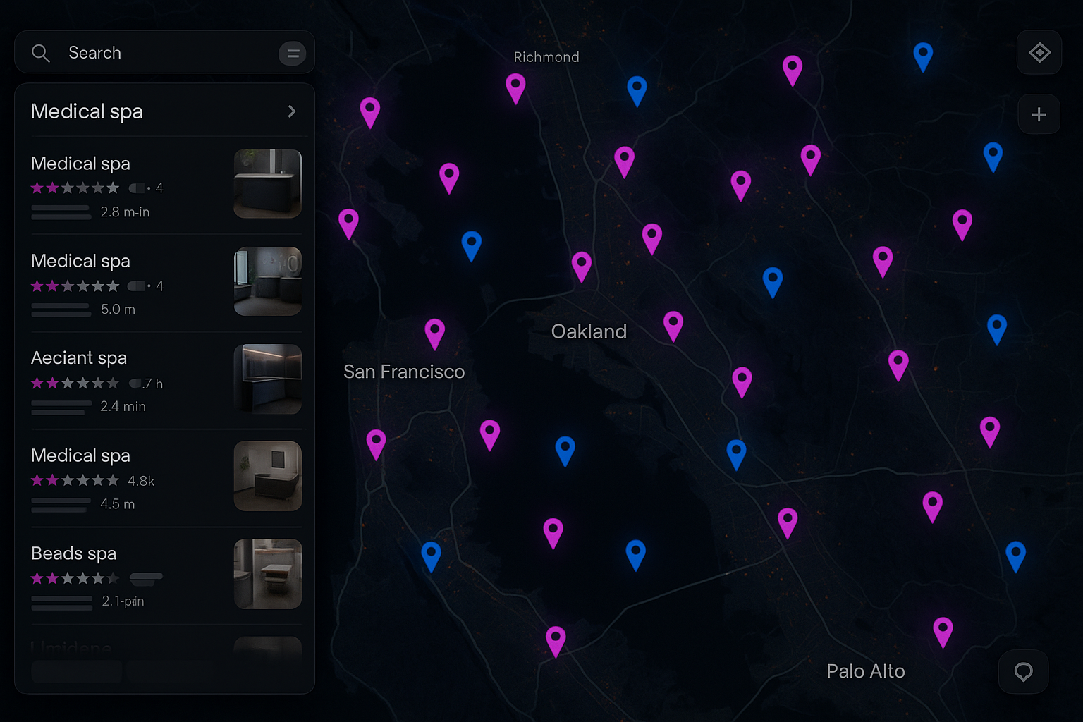 Bay Area local SEO map